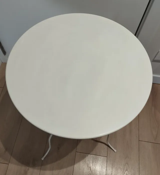 Mesa redonda metal blanca jardín/terraza