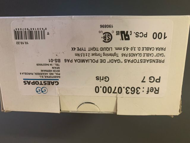 Prensaestopas GADI PG 7 Gris 100 uds