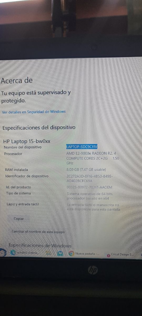 HP Laptop 15-bw0xx Negro