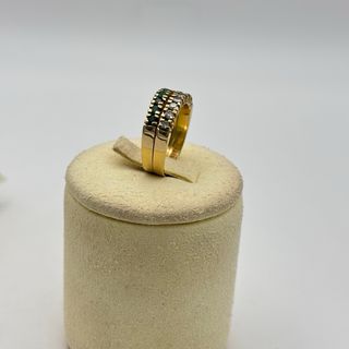 Anillo oro 18kt con esmeraldas y circonitas