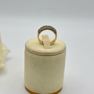 Anillo oro 18kt con esmeraldas y circonitas