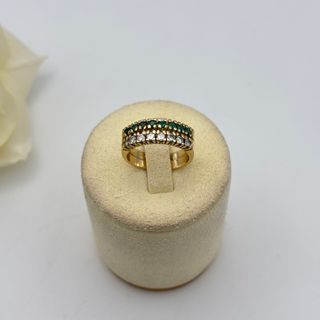 Anillo oro 18kt con esmeraldas y circonitas