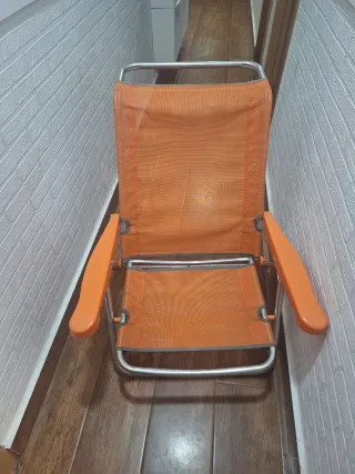 Silla Cama Playa Aluminio Naranja