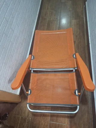 Silla Cama Playa Aluminio Naranja