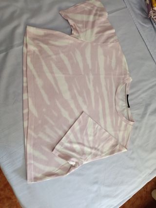 Camiseta manga corta tie-dye rosa y blanco