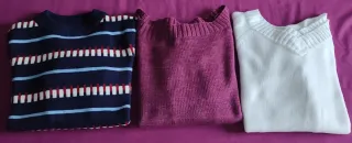 Lote 3 jerséis: azul, morado, blanco