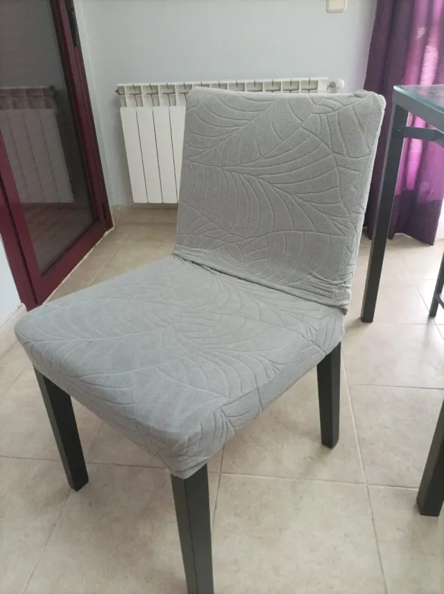 Conjunto 4 sillas tela gris