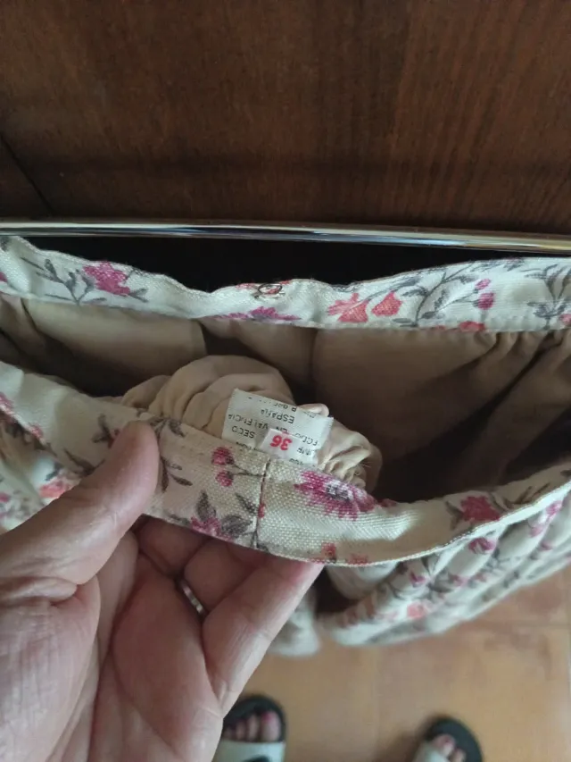 Falda huertana beige y rosa