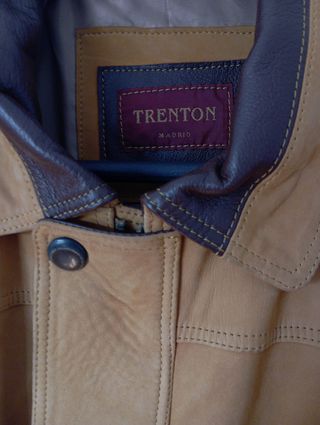 Chaquetón vintage de piel marca TRENTON beige 