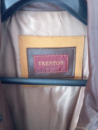 Chaquetón vintage de piel marca TRENTON beige 