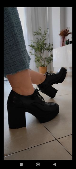 Zapatos negros plataforma tacón grueso