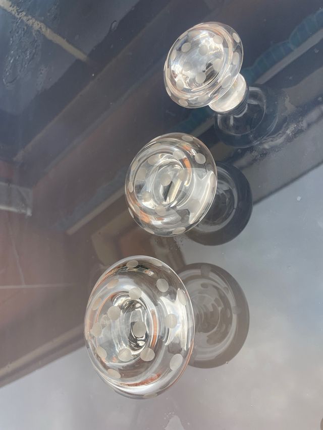 Set di 3 funghi decorativi in vetro