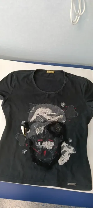Camiseta Galiano Negra con Diseño Calavera