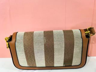 Borsa Fendi a righe marroni e beige