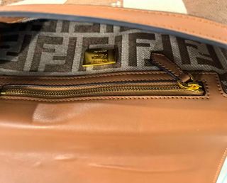 Borsa Fendi a righe marroni e beige