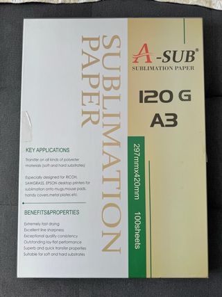 Papel Sublimación A-SUB A3 120g 100 hojas
