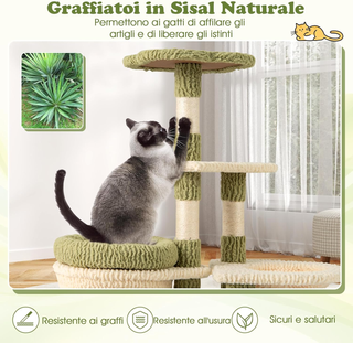 Tiragraffi per Gatto Alto 100 cm, Albero Tiragraff