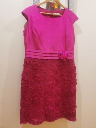 Vestido fiesta fucsia talla 44