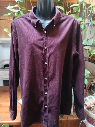 Camisa micropana Massimo Dutti vino Talla L