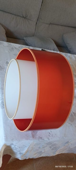 Lámpara colgante doble capa naranja y blanca