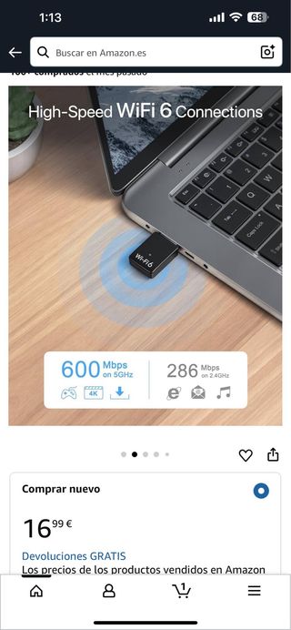 Adaptador WiFi 6 Mini USB BrosTrend AX900