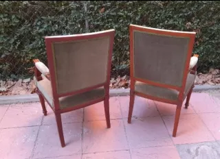 Conjunto 2 butacas madera y terciopelo