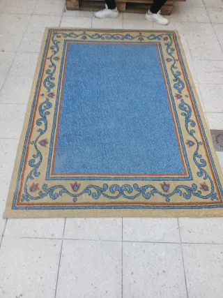 Alfombra Lana 140x200 Beige/Azul