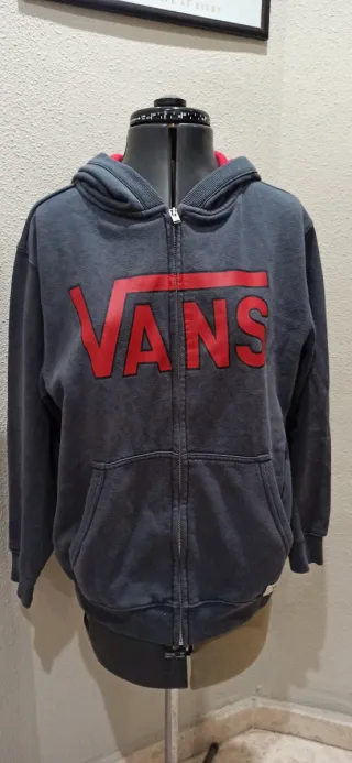 Sudadera Vans cremallera gris y roja talla M