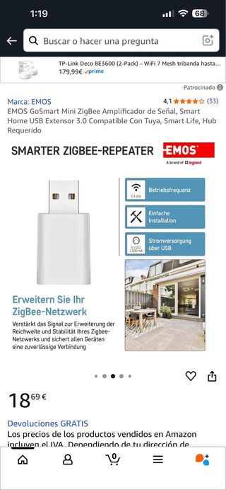 EMOS GoSmart Mini ZigBee Amplificador Señal