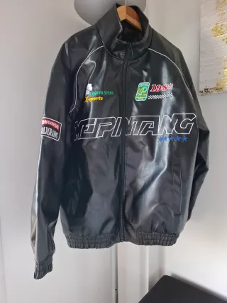 Cazadora Negra Estilo Racing