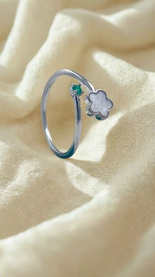 Anillo Plata 925 con Esmeralda Ajustable