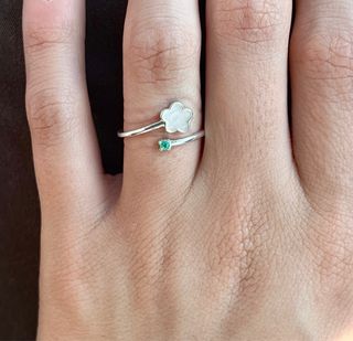 Anillo Plata 925 con Esmeralda Ajustable