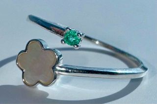 Anillo Plata 925 con Esmeralda Ajustable