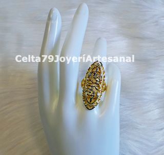 Anillo Chapado Plata Diseño Celta Dorado
