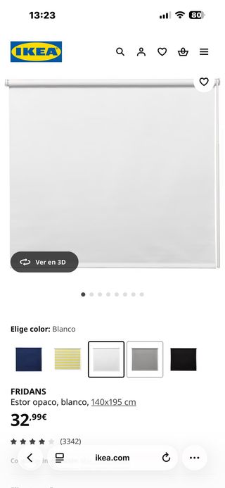 Estor enrollable blanco Ikea