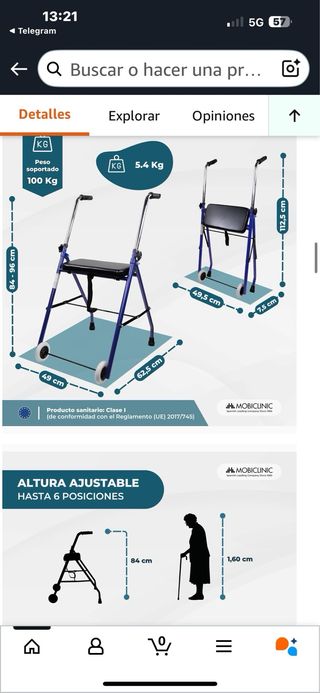 Andador Plegable Mobiclinic
ancianos o movilidad r