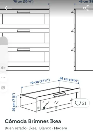 Cómoda Brinnes Ikea 3 cajones
