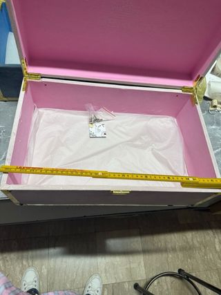 Baule portaoggetti HERVIT velluto rosa