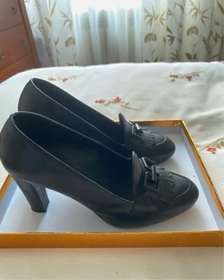 Zapatos de tacón negros piel talla 41