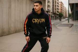 Conjunto Chándal CRYON Negro con Rayas Multicolor