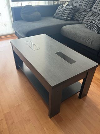 Mesa centro elevable madera y metal
