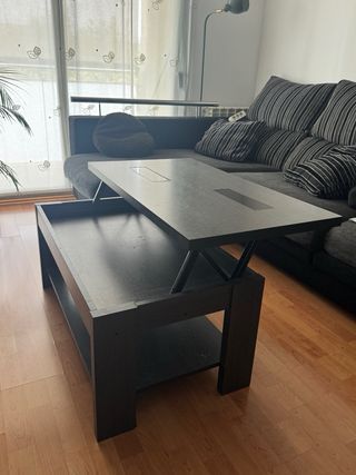 Mesa centro elevable madera y metal