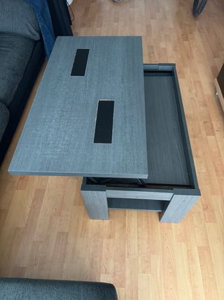 Mesa centro elevable madera y metal