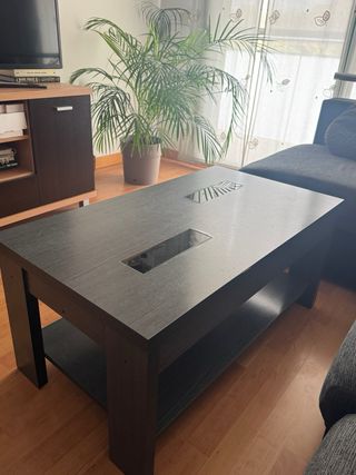 Mesa centro elevable madera y metal