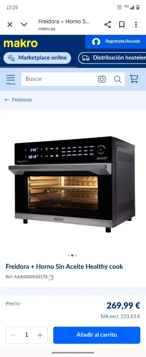 Horno Freidora Sogo Healthy Cook