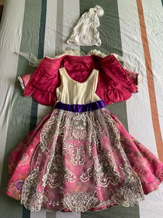 Traje de Fallera Niña Rosa y Blanco
