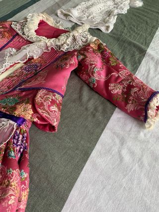 Traje de Fallera Niña Rosa y Blanco
