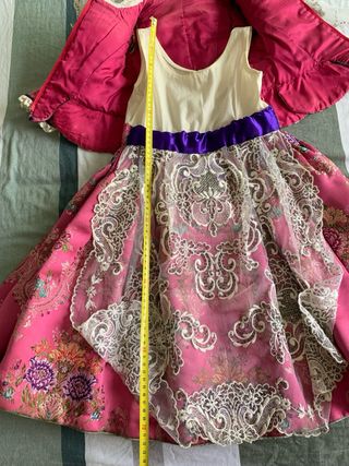 Traje de Fallera Niña Rosa y Blanco
