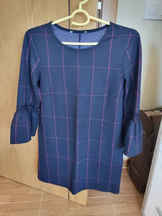 Vestido de cuadros azul y rosa