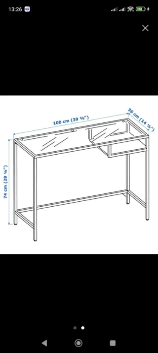 Mesa Vittsjö Ikea Cristal y Metal Negra